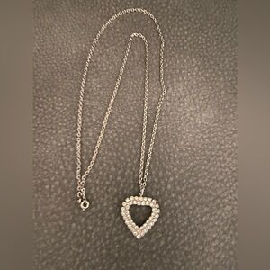 Vintage Rhinestone Heart Pendant Necklace